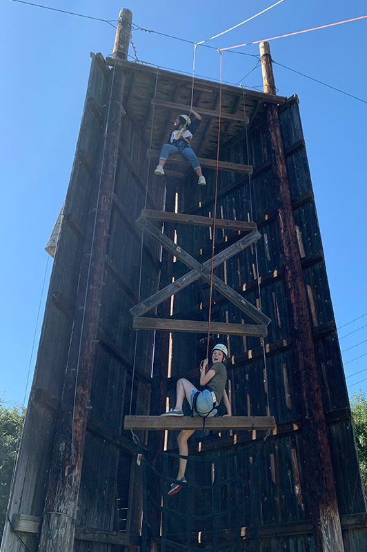 Natalie on wall climb