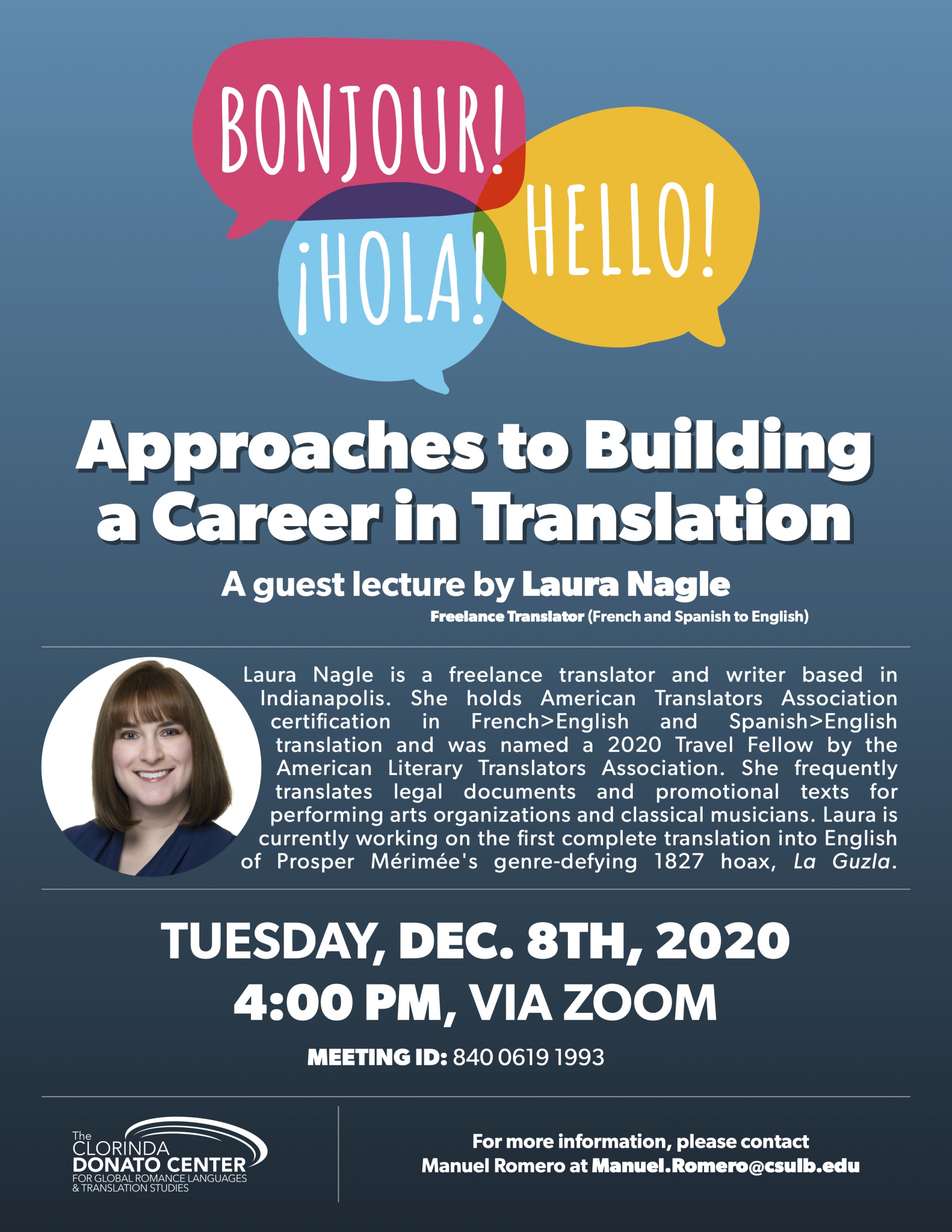 Flyer for lecture by Laura Nagle