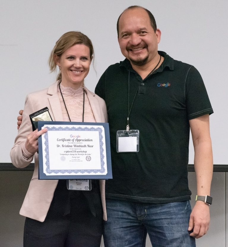 Google's Kristina Winbladh Nasr with CSULB Professor Alvaro 