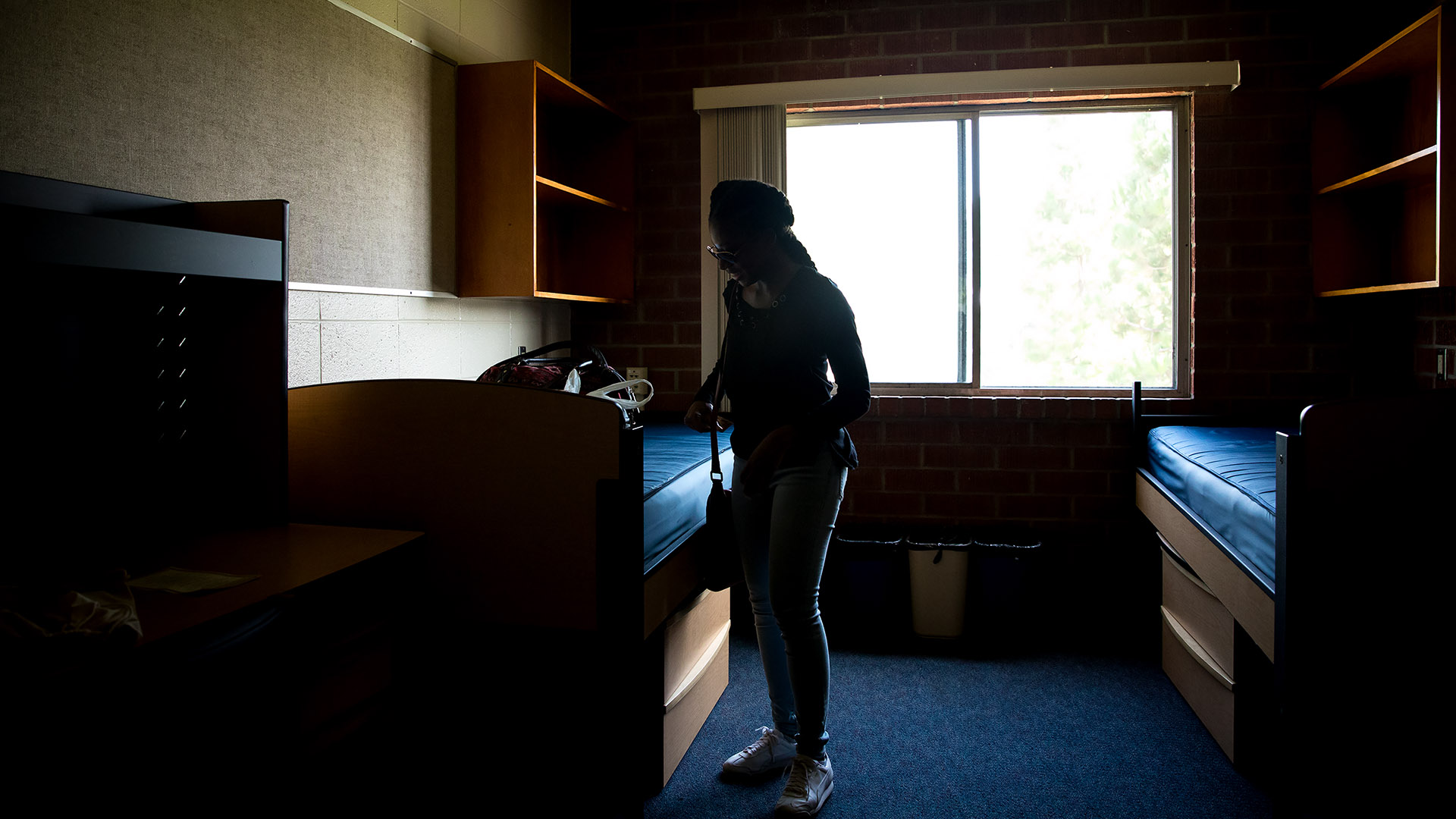 student in residence hall
