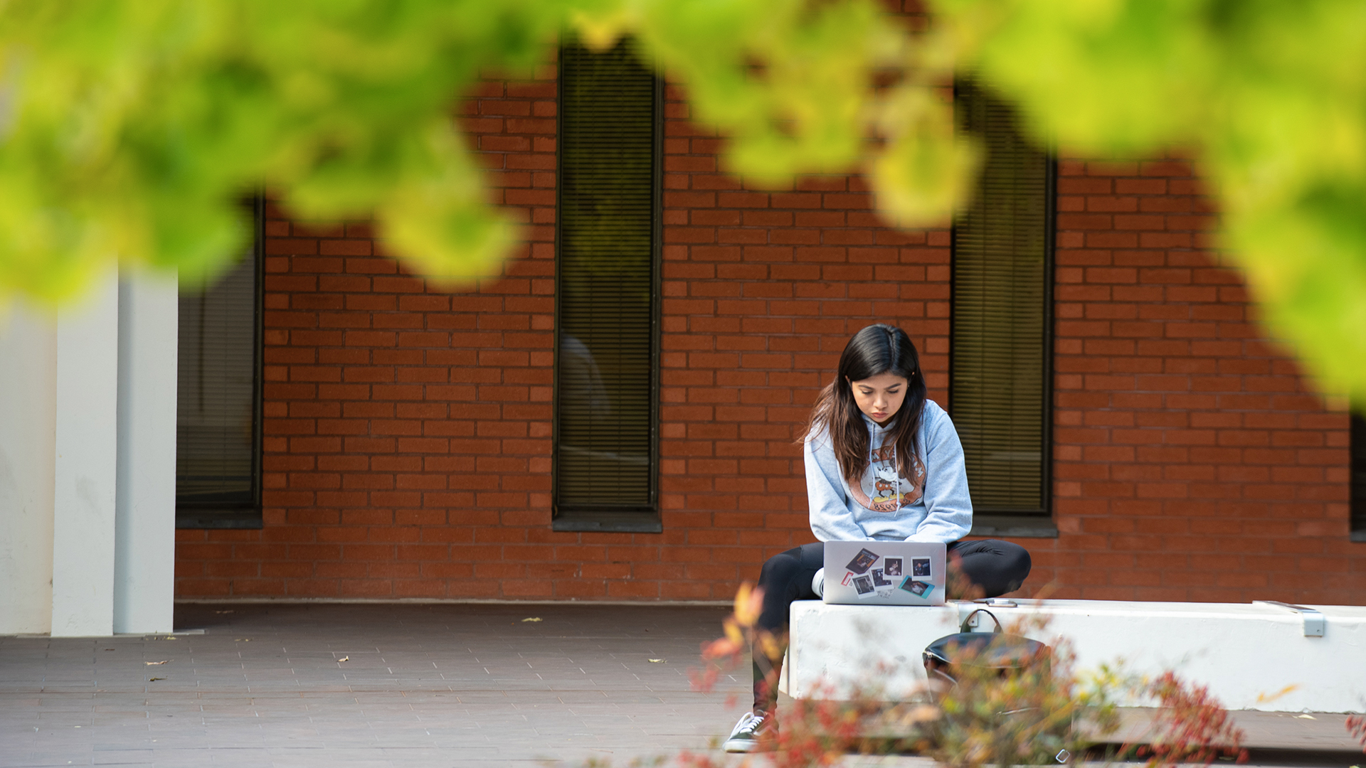 student working on computer