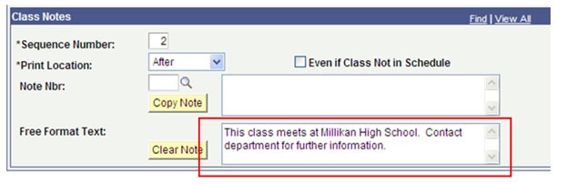 Off Campus Coding Highlighting the Notes Field 