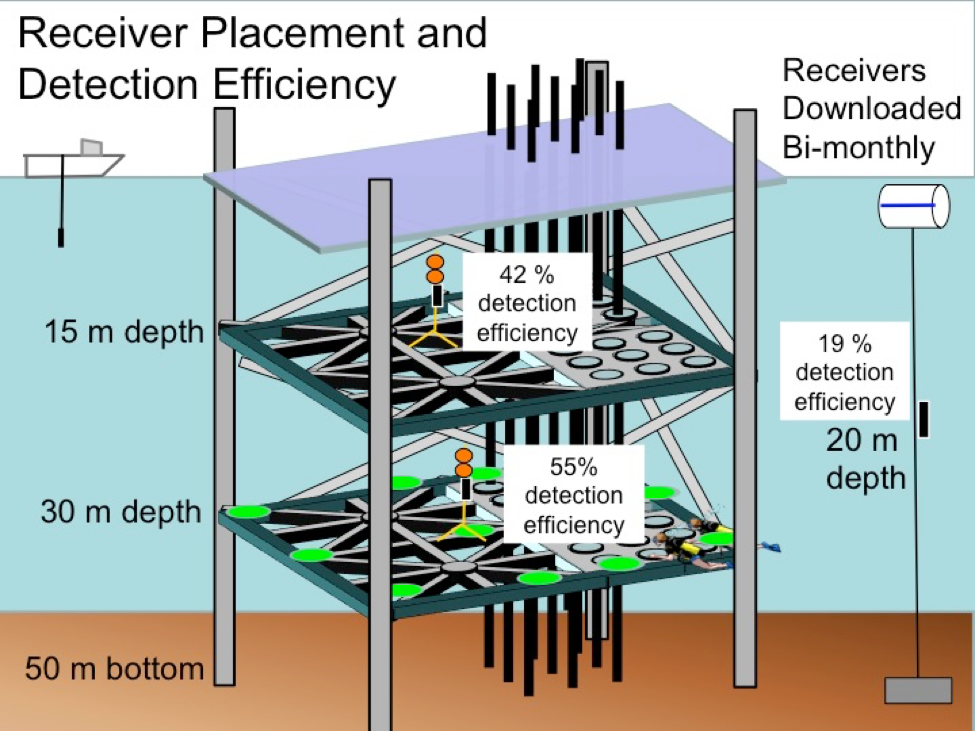 Fig. 15. acoustic receiver placement and detection efficienc