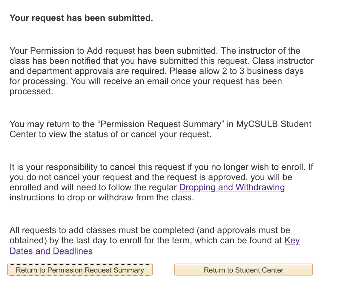 Screenshot of Submission confirmation page