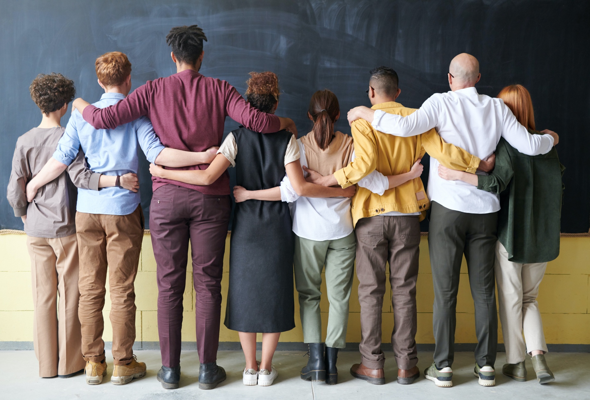 group of people hugging