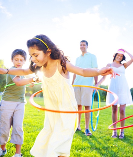 Kids playing with their parents