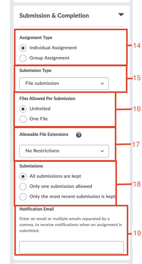 Assignment Type, Submission Type