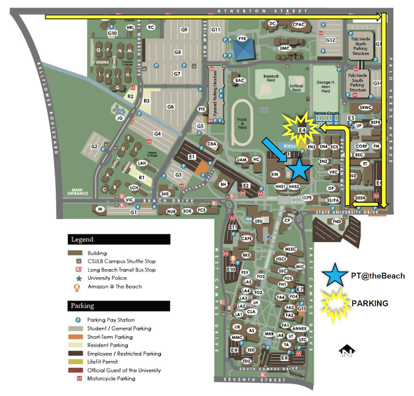 PT at the Beach parking map