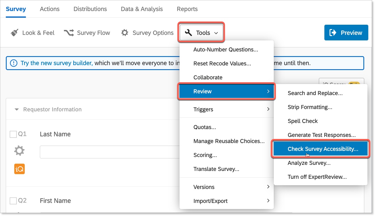 check accessibility setting interface