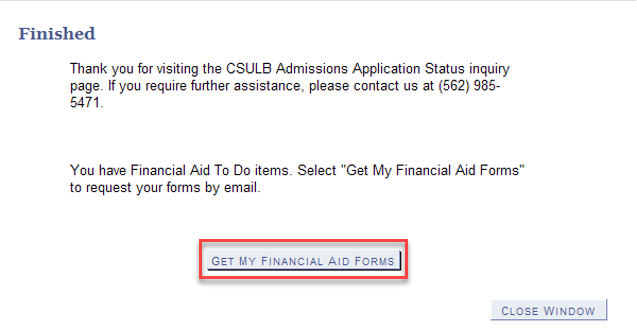Click Get My Financial Aid Forms