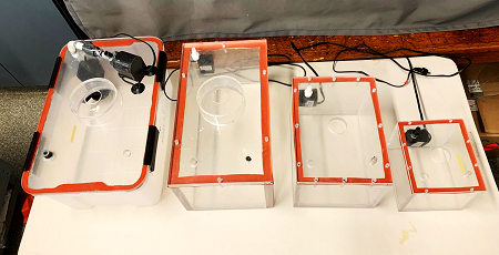 top view of four static respirometers 