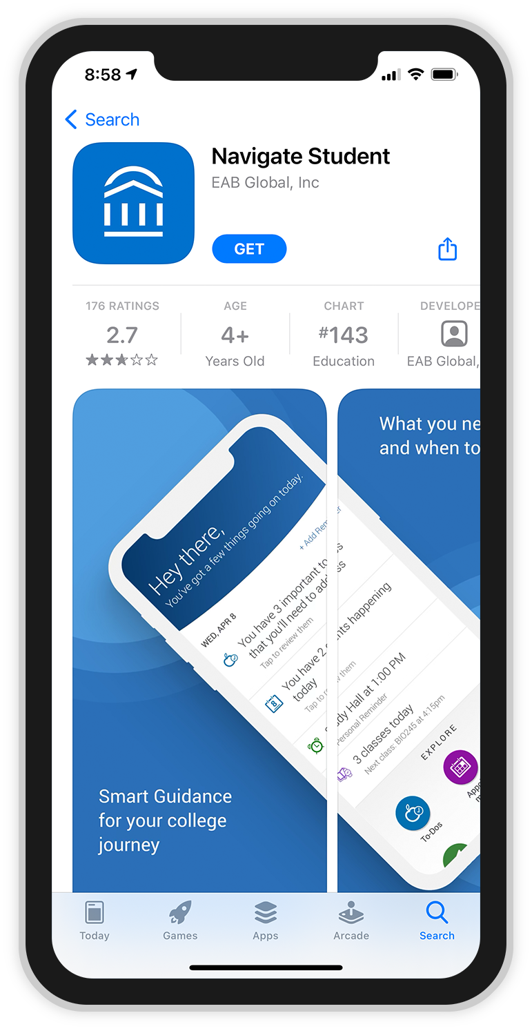 Screenshot of Navigate app in the App Store