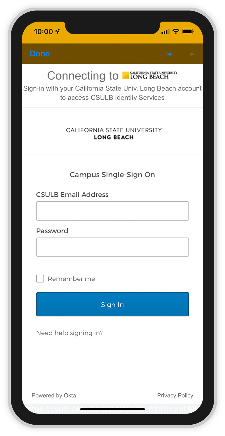 Screenshot of CSULB login window
