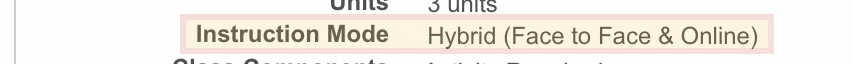 screen-instruction_mode_hybrid.png Class Details screenshot in MyCSULB Student Center with Inst