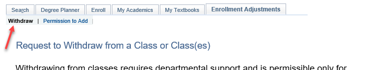 screen_request-to-withdraw-02.png Screenshot of the Withdraw link on the Enrollment Adjustment
