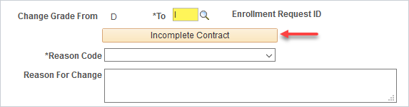  Screenshot of the Change of Grade Request page in the Facul