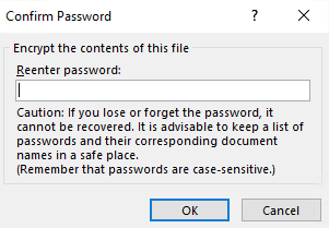 Confirm Password window with Password field