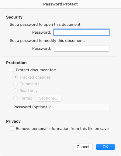 Password Protect window with Password field