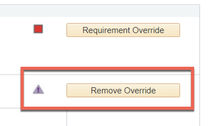Screenshot of Remove Override process in Advisor Center