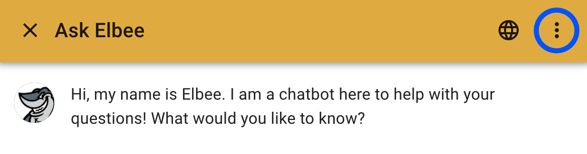 The more icon in the chatbot header