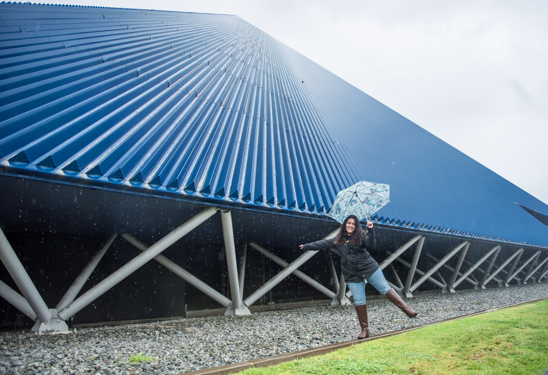 girl in front of pyramid