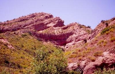 sespe.jpg sandstone and conglomerate outcrops of the Sespe Formation i