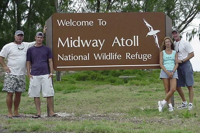 the shark tagging crew on Midway Island