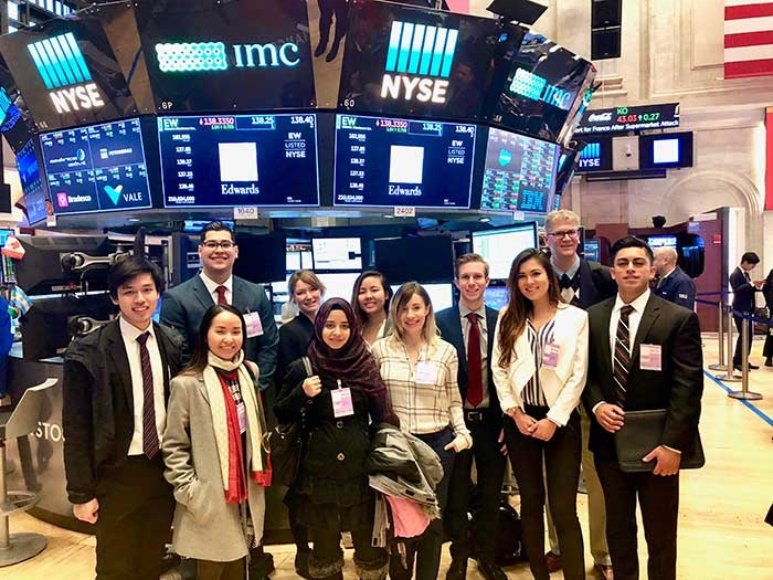 SMIF students at the New York Stock Exchange.