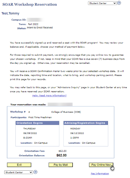 soar_orientation_sign-up-05.png Screenshot of SOAR Workshop Reservation page with Pay Online