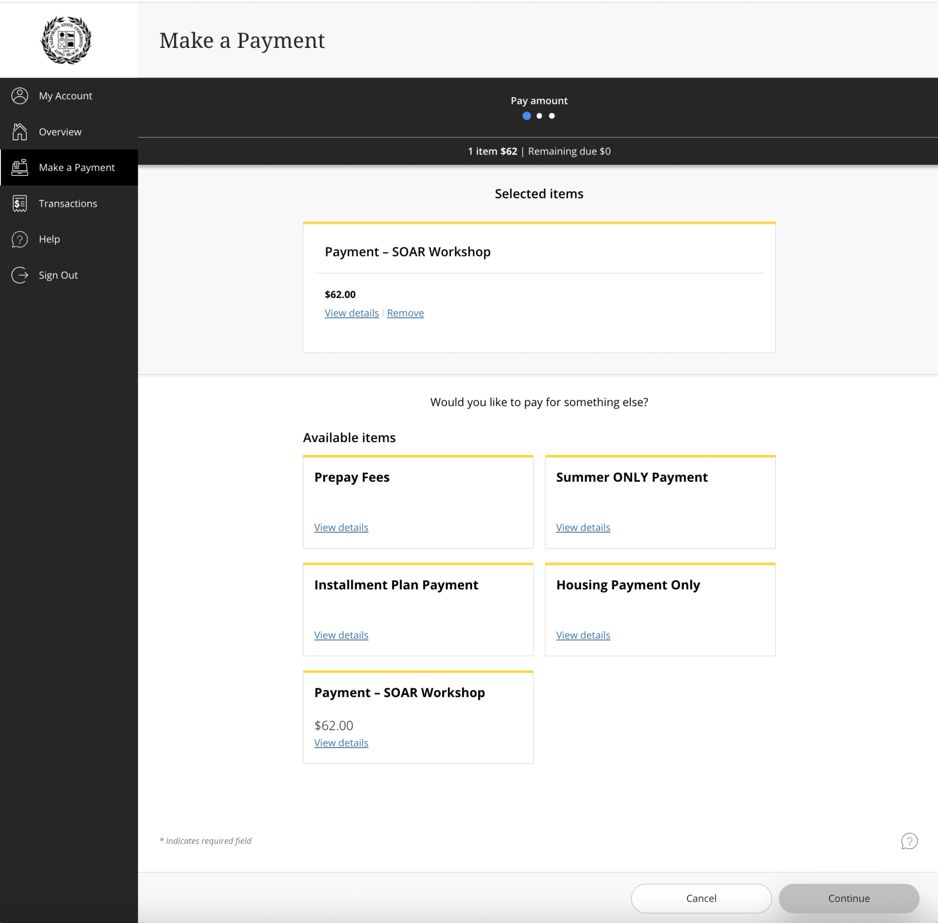 soar_orientation_sign-up-09.png Screenshot of "Payment - SOAR Workshop" option selected and