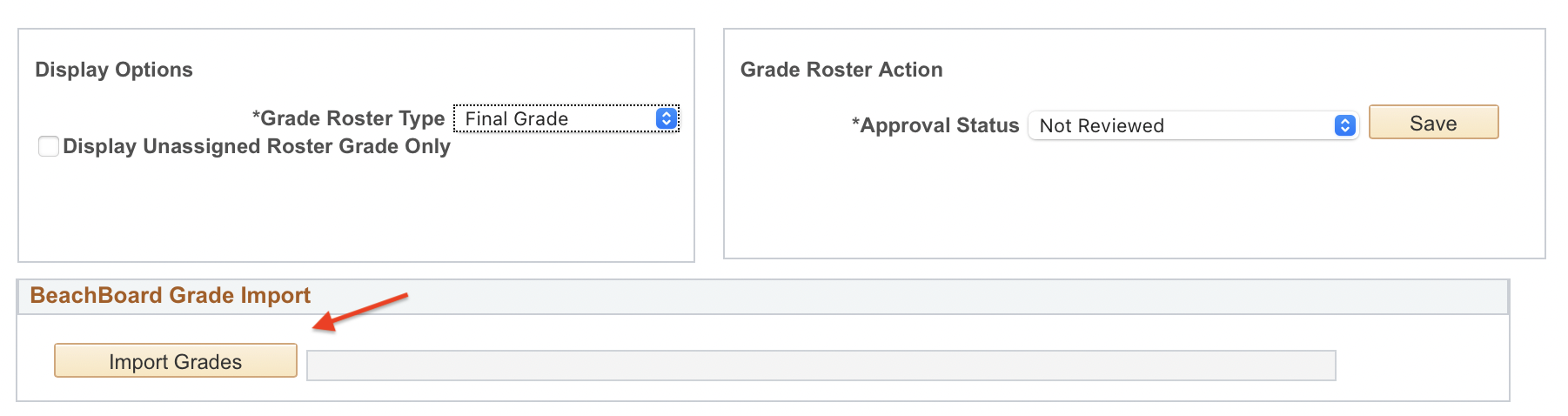 Screenshot showing Import Grades button