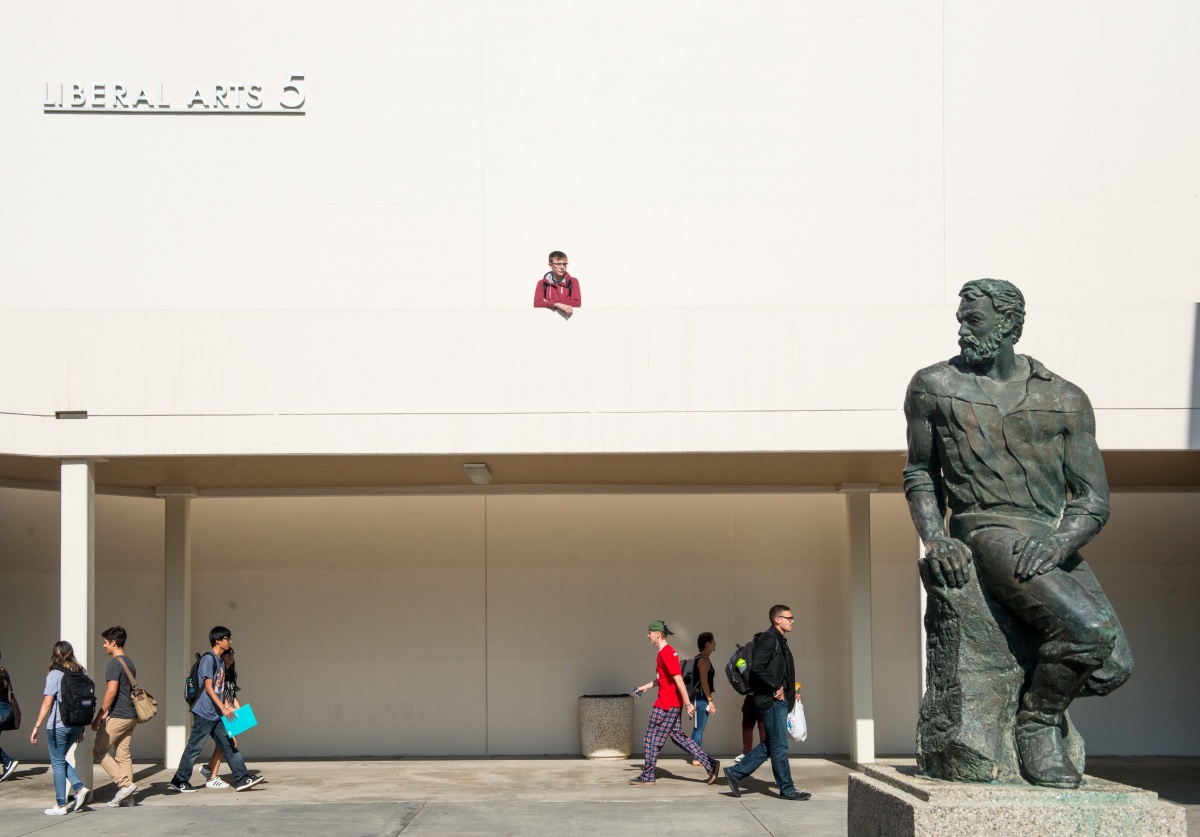 Reed Ellison overlooking a courtyard