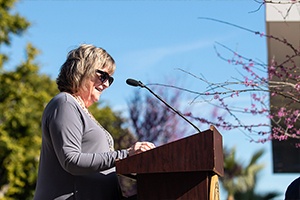 President Conoley giving a speech at the Student Success Cen