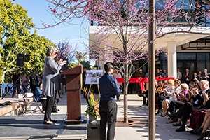 President Conoley giving a speech at the Student Success Cen