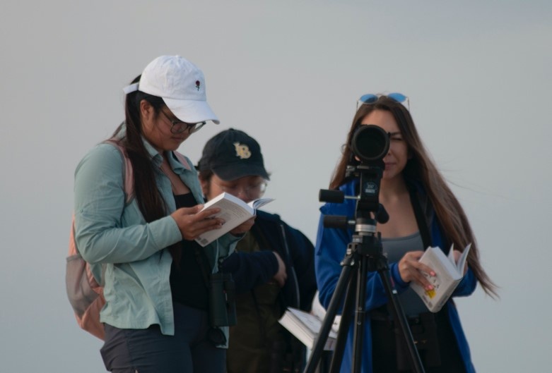 Students identifying birds