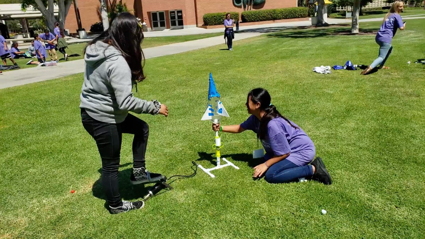 Students launching a rocket