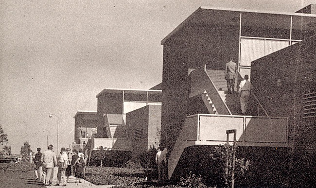 then.jpg First permanent buildings occupied