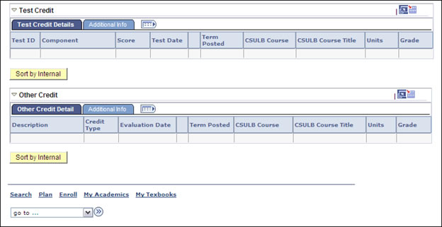picture of the test and other credit sections in the transfe