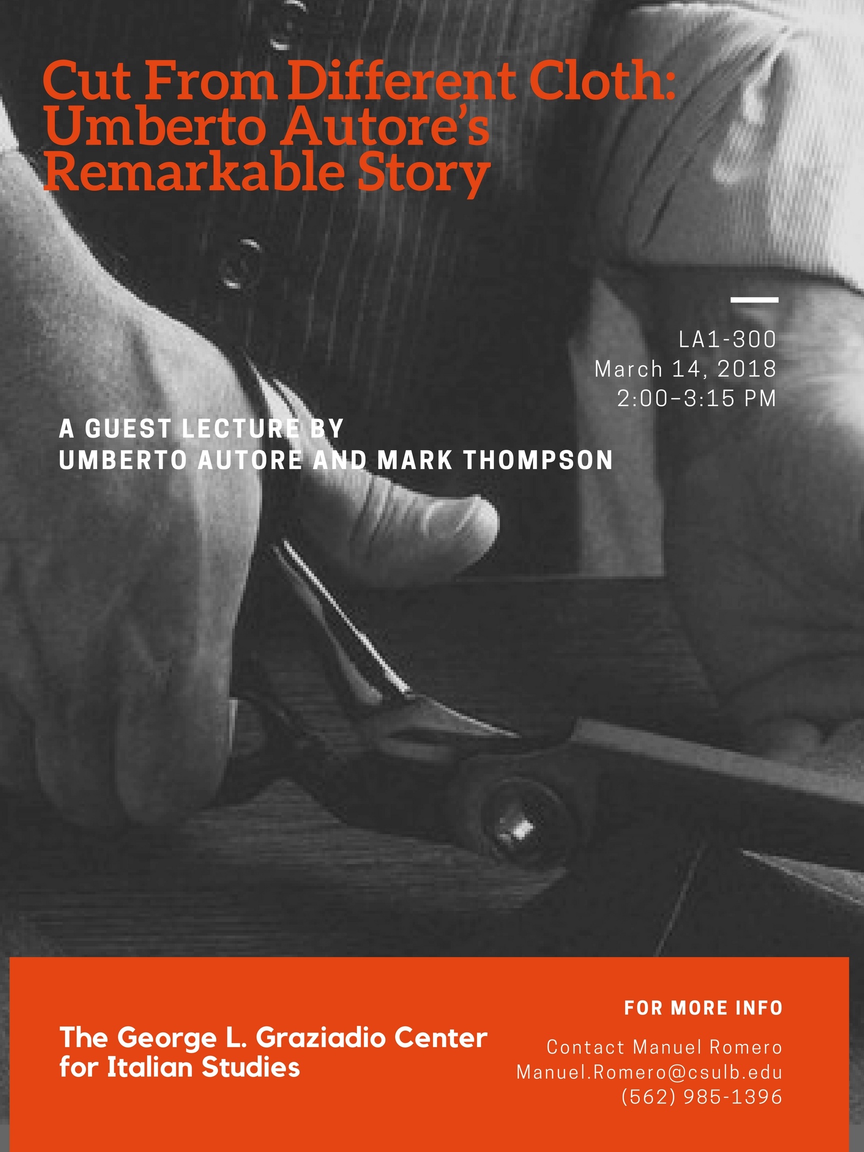 Flyer for Umberto Autore lecture
