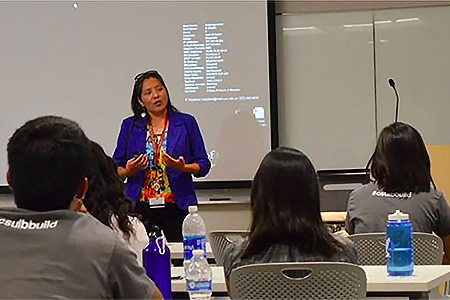 usc-claradinasoto.jpg Claradina Soto speaking to CSULB BUILD Scholars