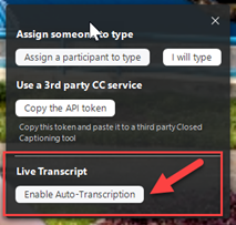 User setting to enable live transcript
