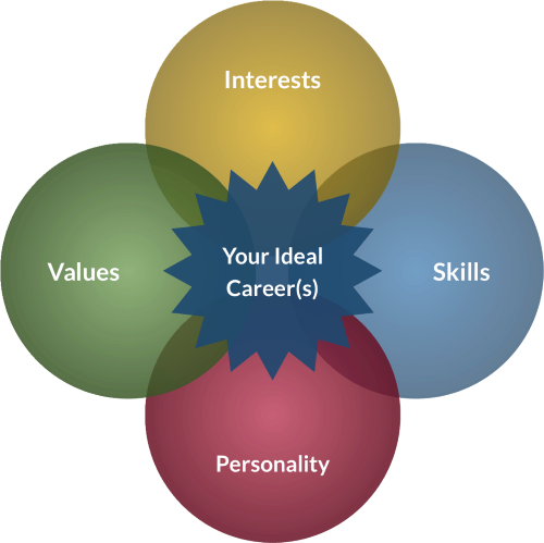 A Venn diagram with 4 circles showing the overlap of interes