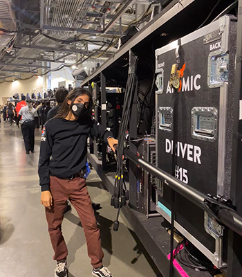 Mario Arita backstage at Superbowl LVI