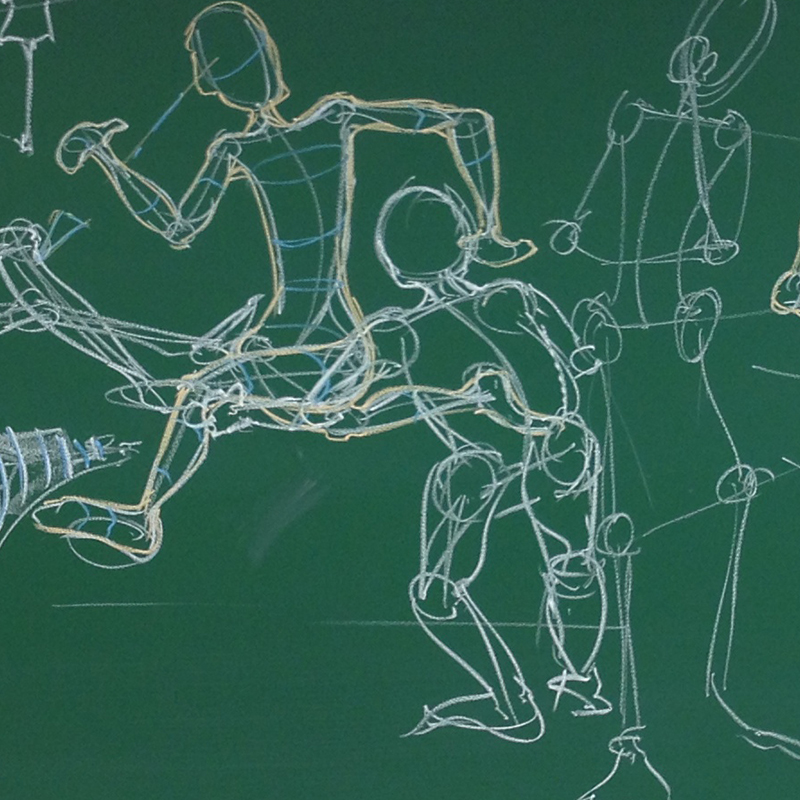 Robb Westerkamp chalkboard figure sketches