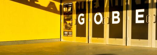 yellow enterance at walter pyramid