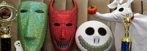 halloween masks and trophies