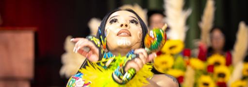 Woman performer during Chicano/Latino celebration
