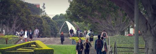 Students walking on campus
