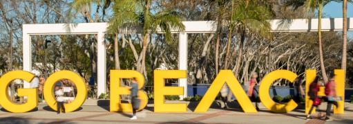 Go Beach Sign on campus