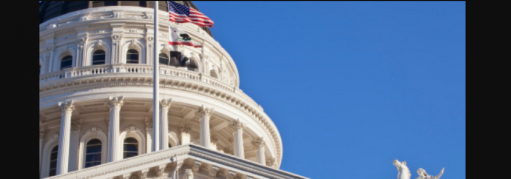 CA Capitol building United States and Flag 